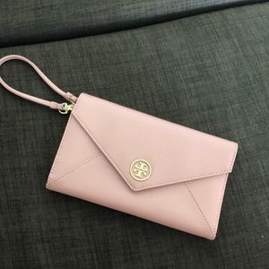 Tory Burch Pink Saffiano Leather Wallet Wristlet